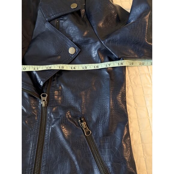 J. Society Womens Navy Faux Leather Moto Jacket Size S - Picture 16 of 16
